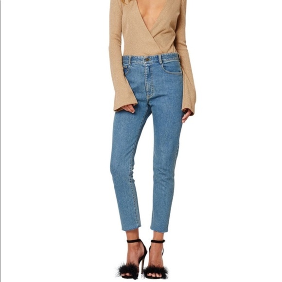 Bec & Bridge Denim - Bec & Bridge Frayed Hem High Rise Skinny Jeans